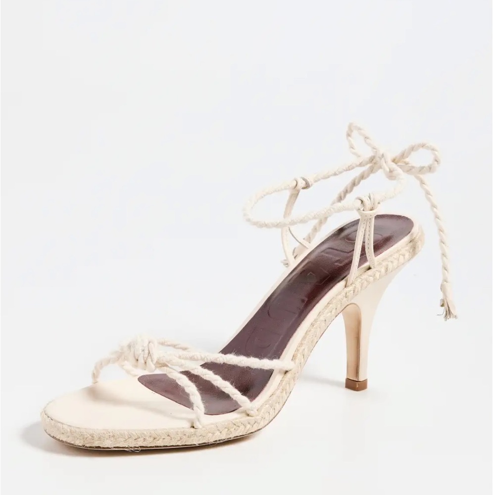 NIB STAUD Chiara Espadrilles Heels in Natural Cream